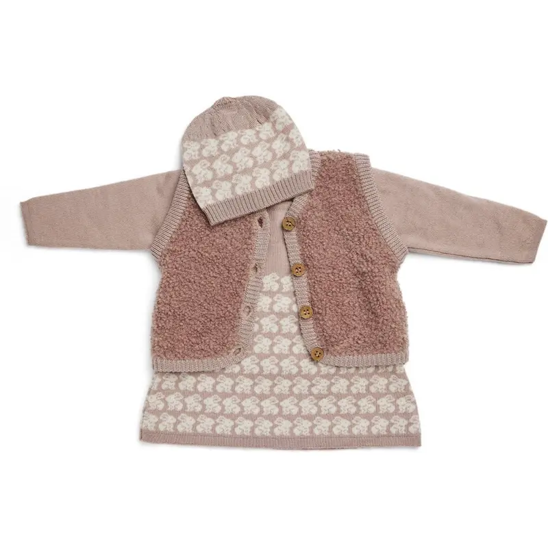 Smallstuff Rose Vest Med Knapper Bouclé Merino Uld 1