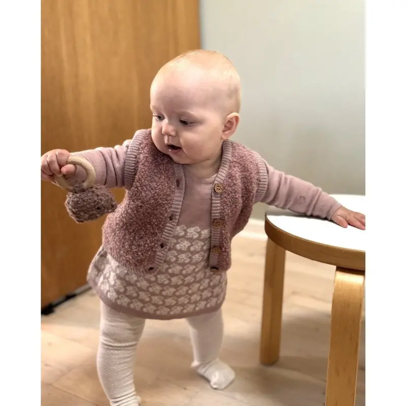 Smallstuff Rose Vest Med Knapper Bouclé Merino Uld 2