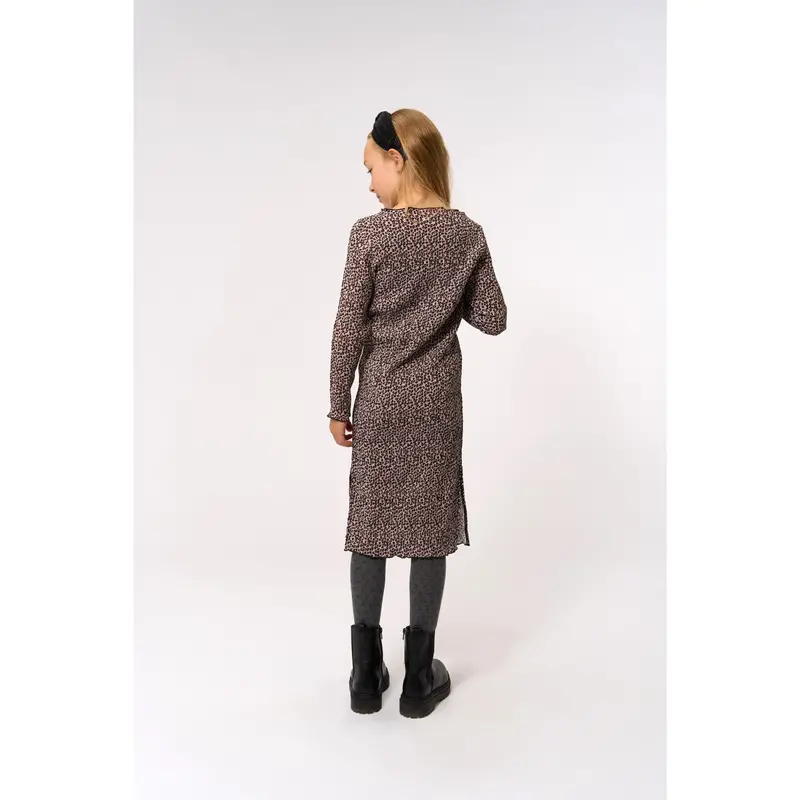 The New Feather Gray Aop Tnpet L_S Pleat Kjole 4