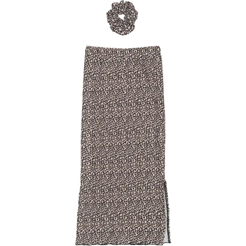 The New Feather Gray Aop Tnpet Long Pleat Nederdel 1