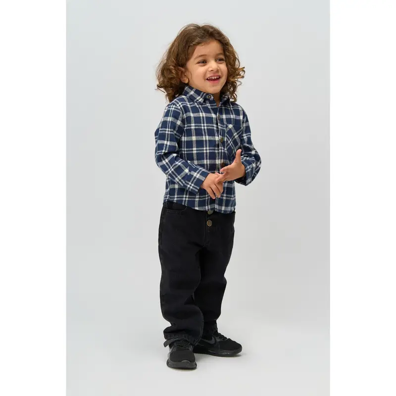 The New Siblings Navy Blazer Check Riggs L_S Flannel Skjorte 2