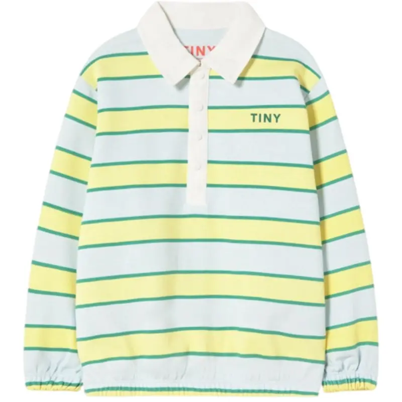Tinycottons Ice Blue Retro Stripes Polo Sweatshirt 1