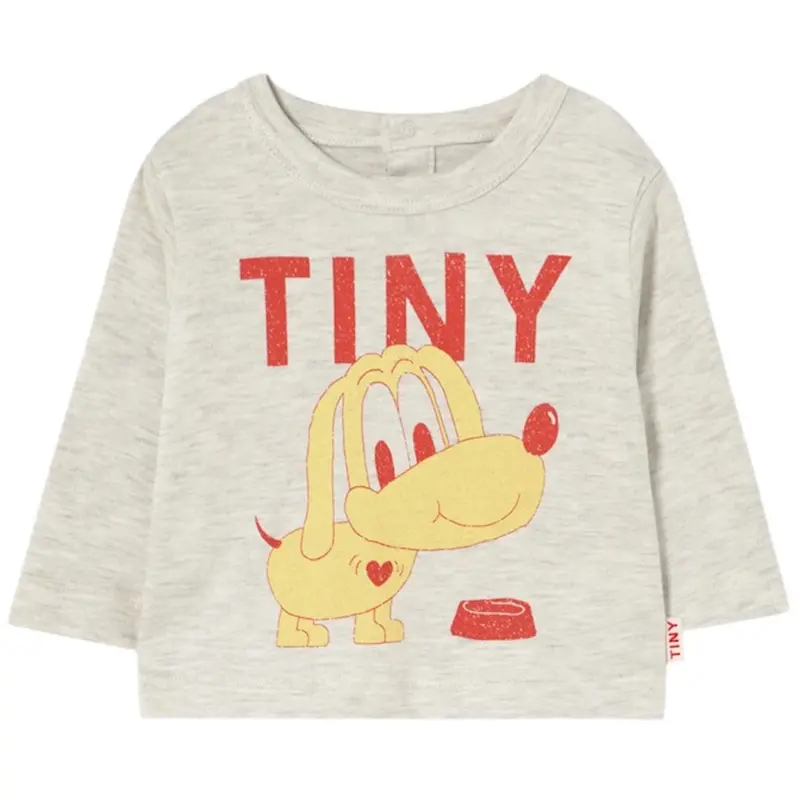 Tinycottons Light Cream Heather Puppy Graphic Baby Bluse 1
