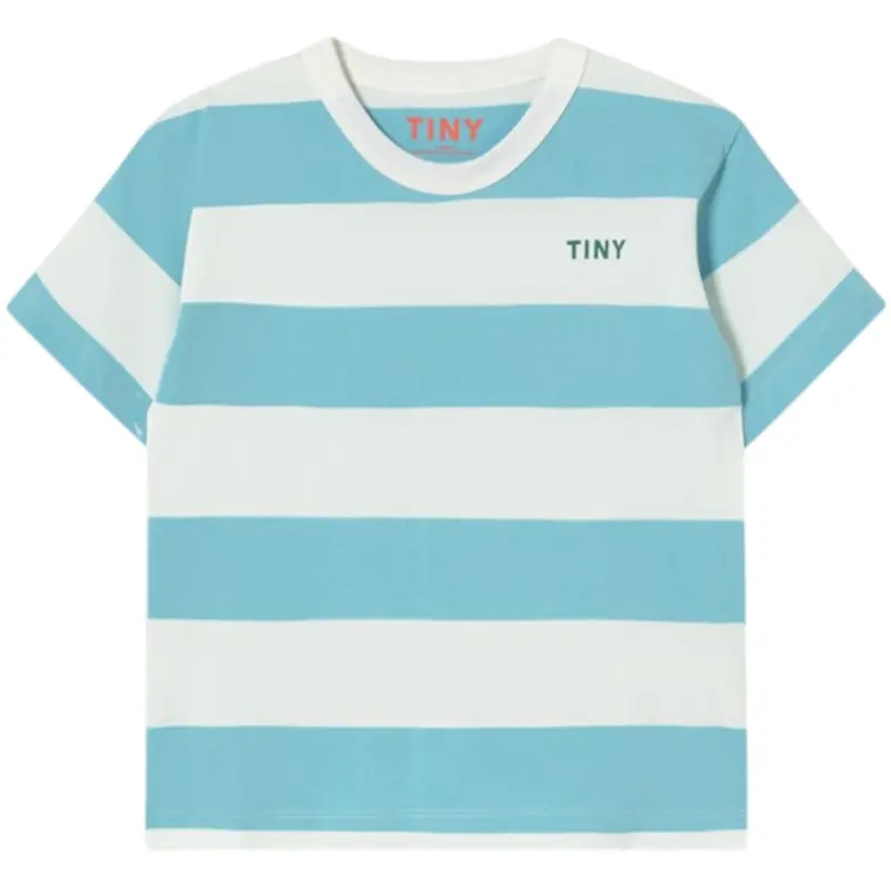 Tinycottons Light Cyan Stripes Strik T-Shirt 1