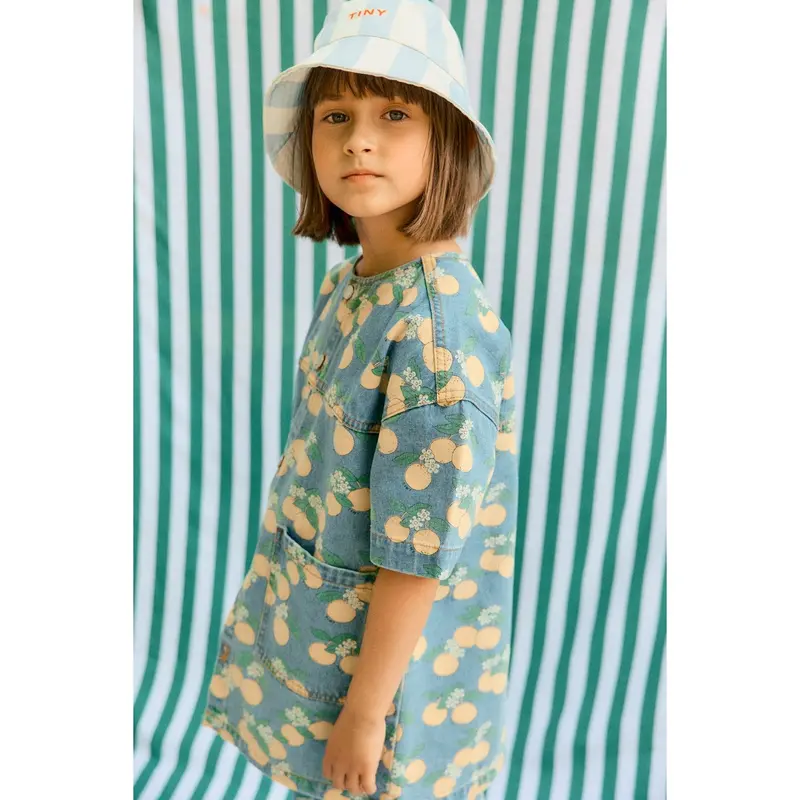 Tinycottons Light Wash Denim Oranges Denim Kjole 1