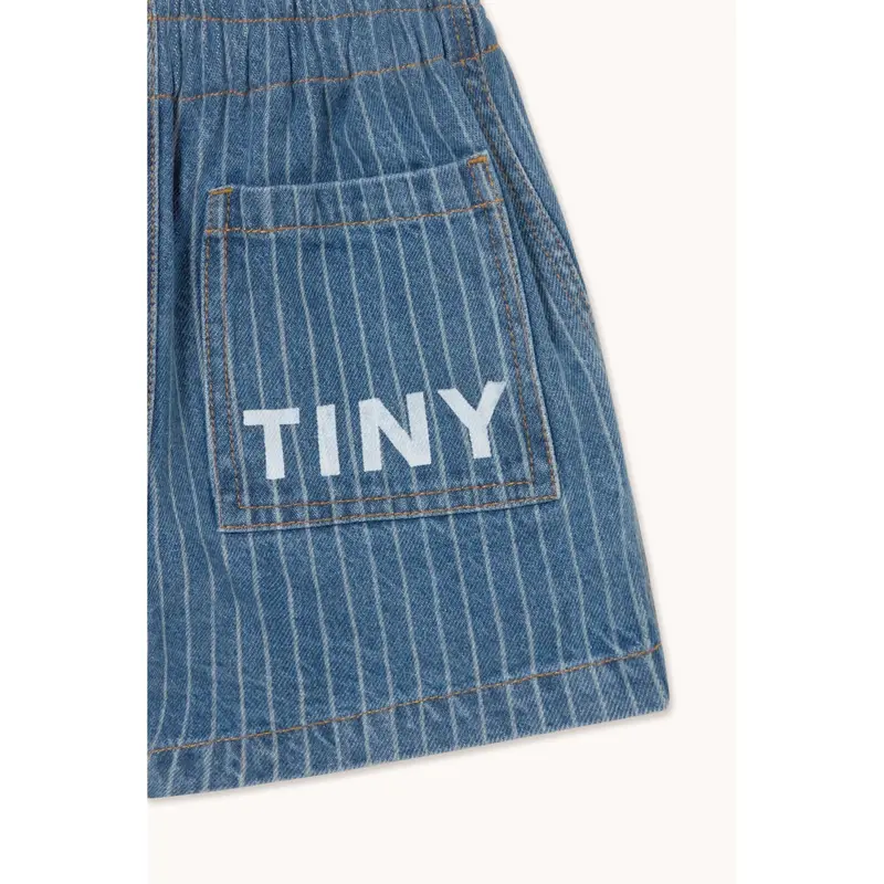 Tinycottons Light Wash Denim Stripes Denim Shorts 4