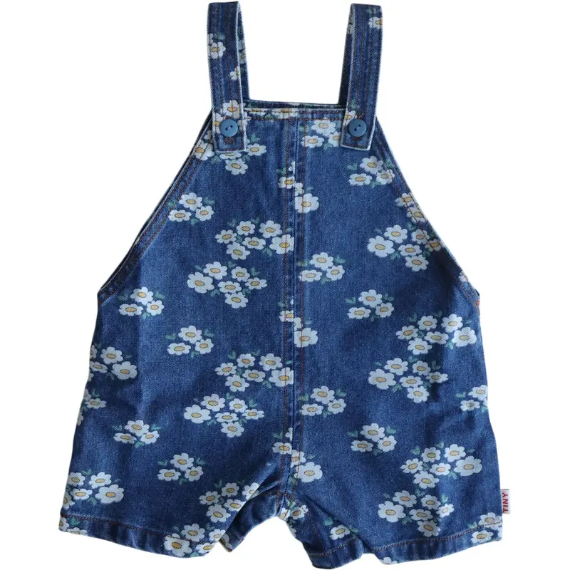 Tinycottons Medium Wash Denim Blossoms Denim Kort Dungaree 1
