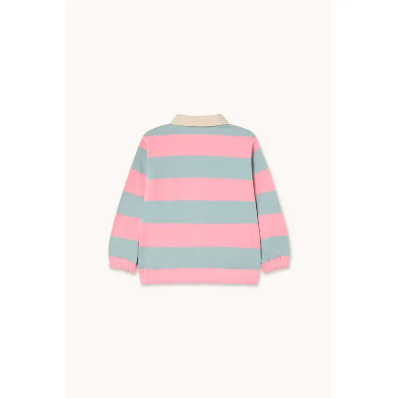 Tinycottons Warm Grey Stripes Polo Sleeve T-Shirt 2