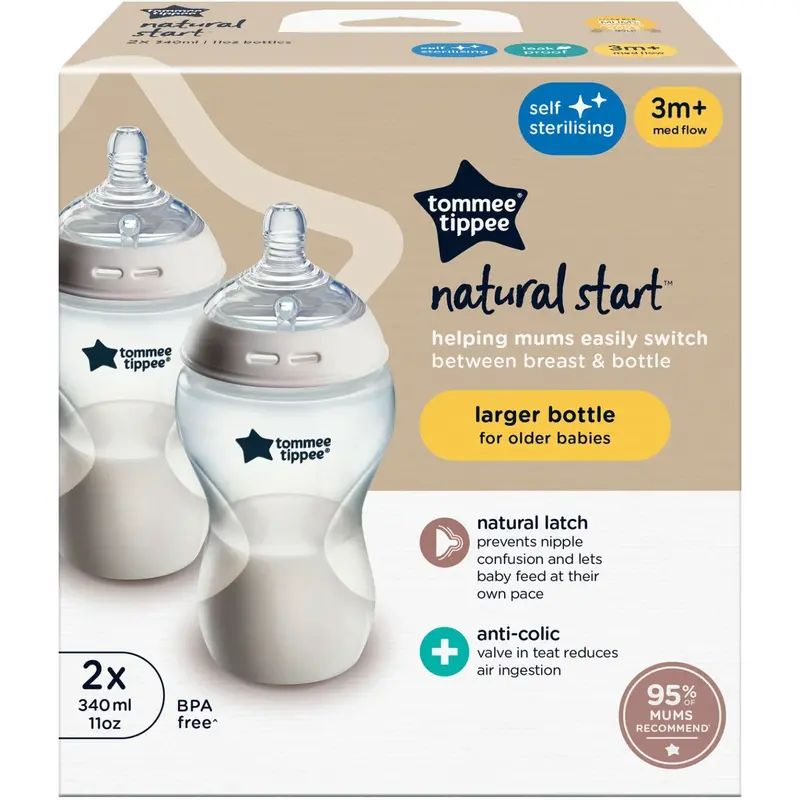 Tommee Tippee Natural Start 2X 340Ml Baby Flaske 2