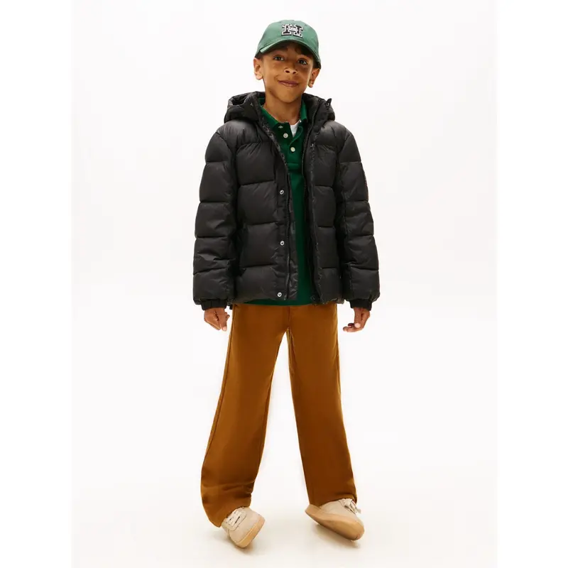 Tommy Hilfiger Black Matt Og Shine Embossed Jakke 4