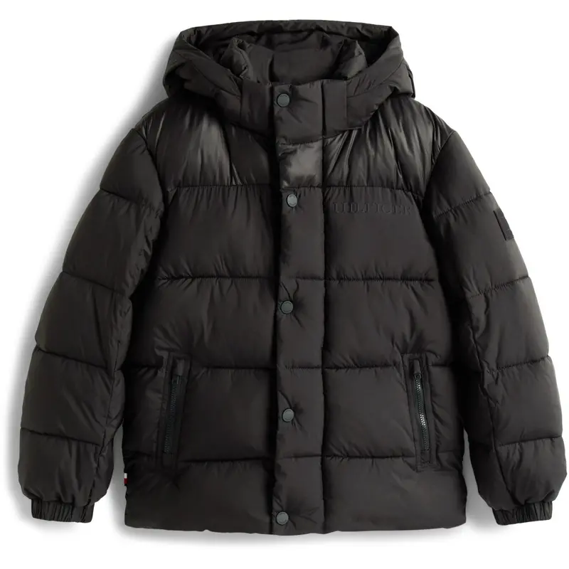 Tommy Hilfiger Black Matt Og Shine Embossed Jakke 6