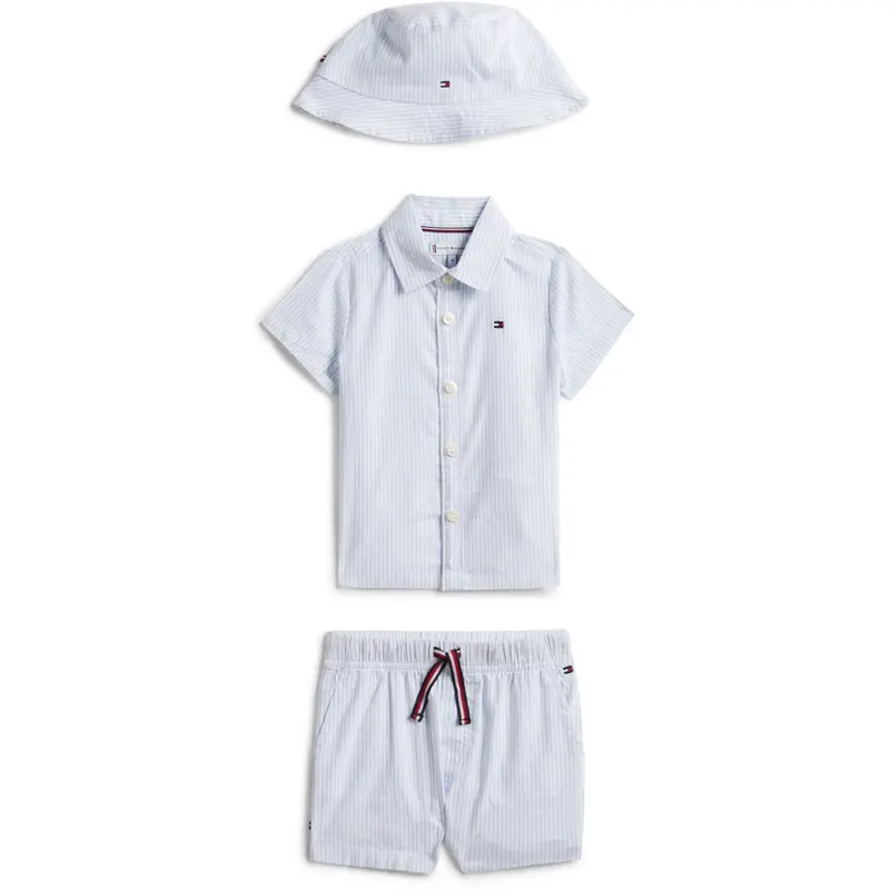 Tommy Hilfiger Blue Stripe Ithaca Shorts Skjorte Hue Giftbox 1