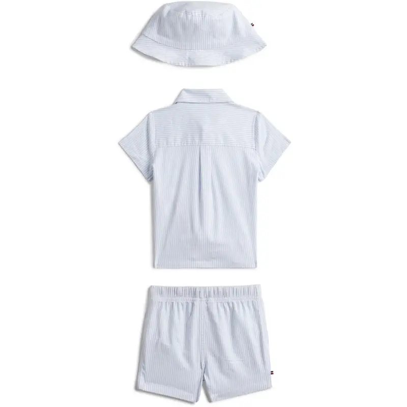 Tommy Hilfiger Blue Stripe Ithaca Shorts Skjorte Hue Giftbox 2