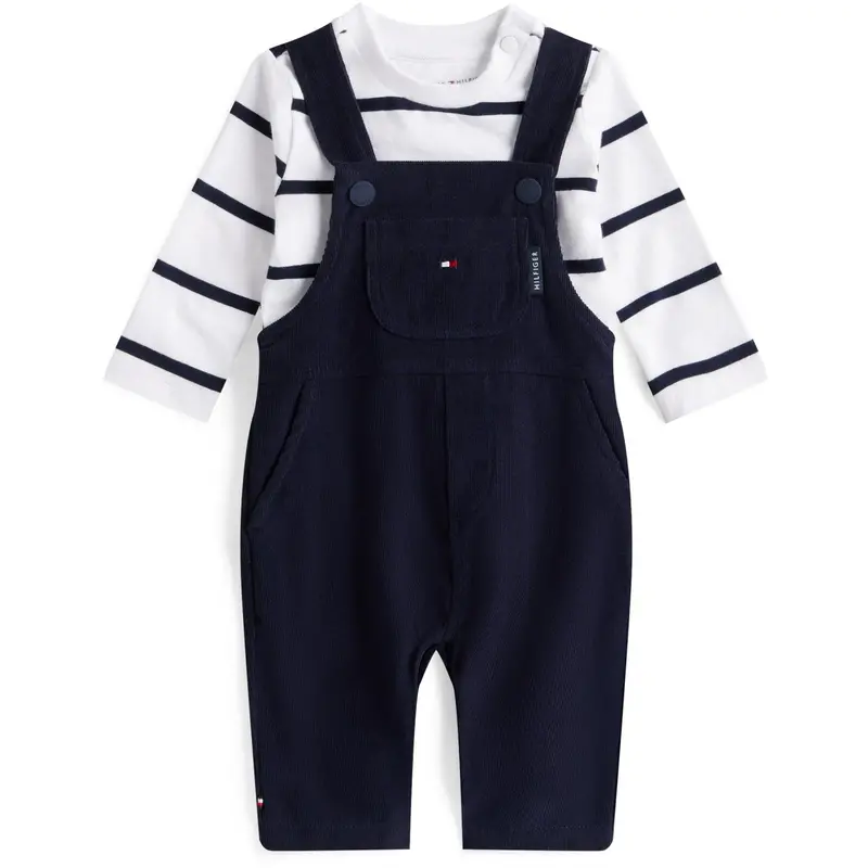 Tommy Hilfiger Dark Night Navy Baby Cord Dungaree Sæt 1