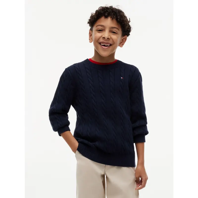 Tommy Hilfiger Dark Night Navy Bomuld Cable Sweater 2