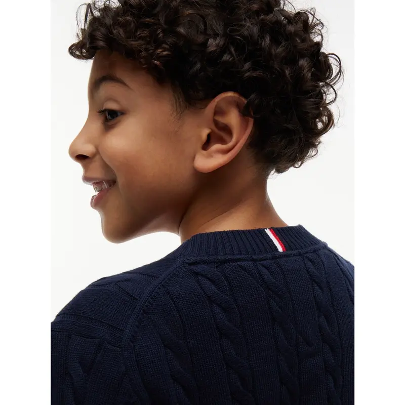 Tommy Hilfiger Dark Night Navy Bomuld Cable Sweater 4