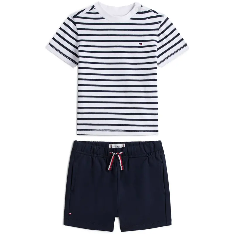 Tommy Hilfiger Dark Night Navy Essential Stripe Tee + Shortssæt 1