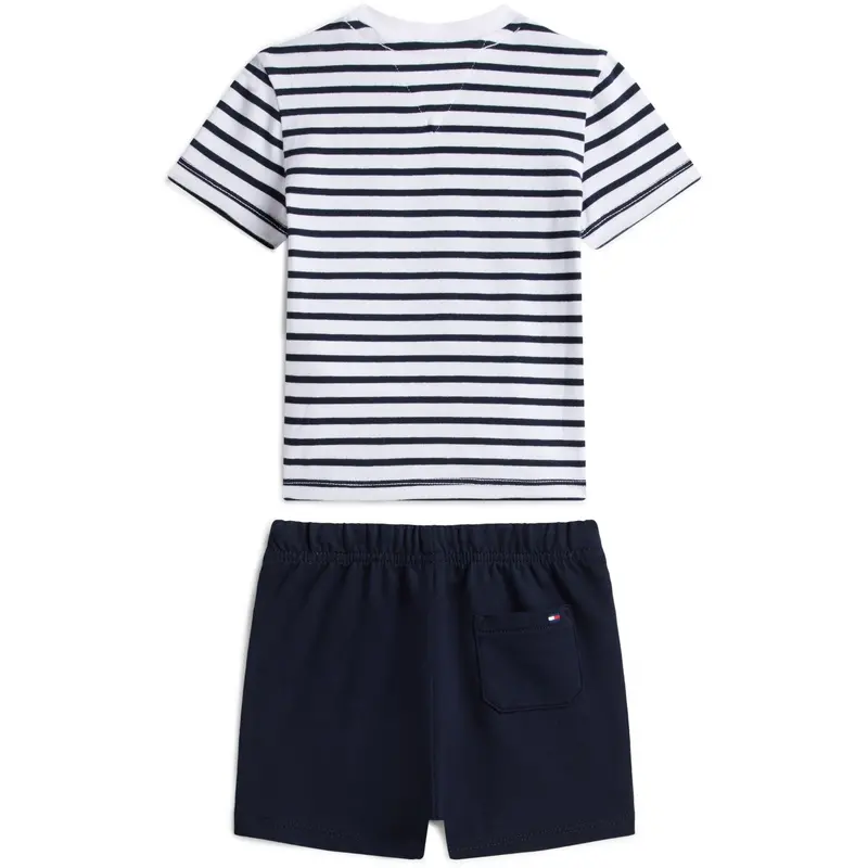 Tommy Hilfiger Dark Night Navy Essential Stripe Tee + Shortssæt 2
