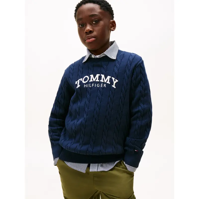 Tommy Hilfiger Dark Night Navy Graphic Cable Cn Sweater 2