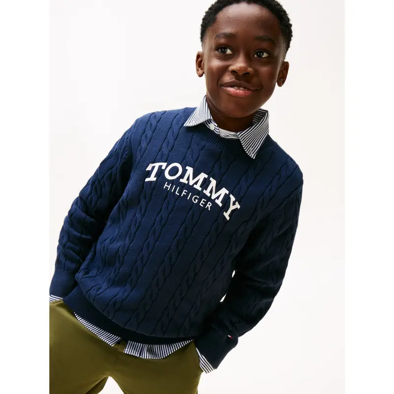 Tommy Hilfiger Dark Night Navy Graphic Cable Cn Sweater 3