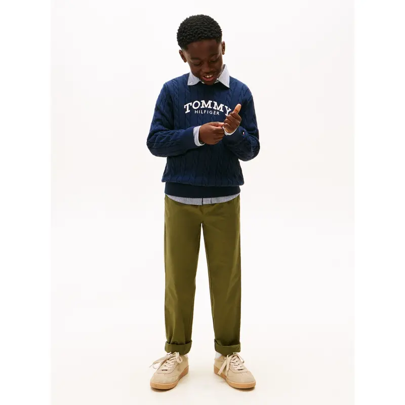 Tommy Hilfiger Dark Night Navy Graphic Cable Cn Sweater 4