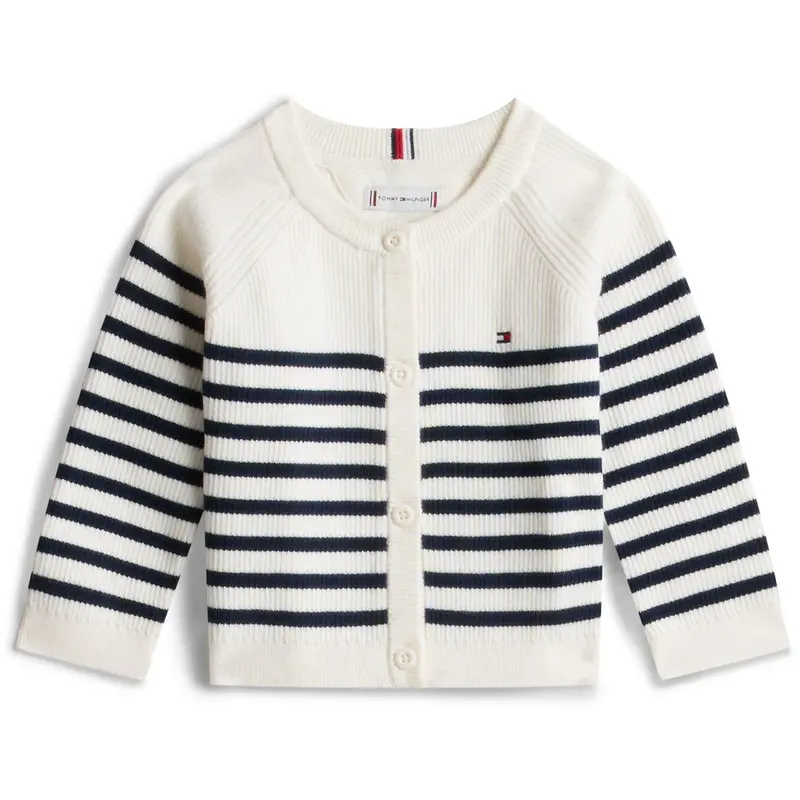 Tommy Hilfiger Ivory Silk Stripes Essential Regular Cardigan Ls 3