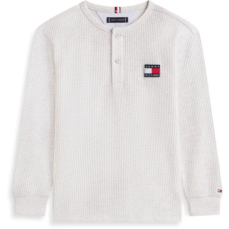 Tommy Hilfiger Mid Grey Heather Heritage Henley Waffle Tee Ls 1