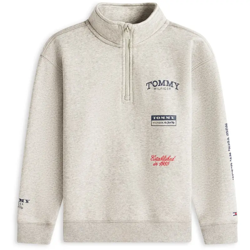 Tommy Hilfiger Mid Grey Heather Multi Print Half Zip Sweatshirt 1