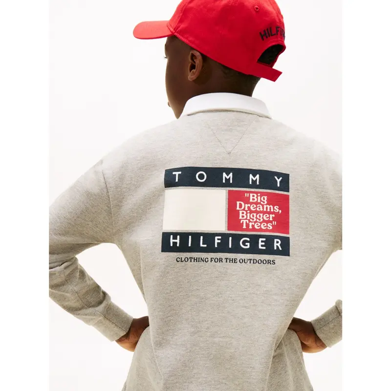 Tommy Hilfiger Mid Grey Heather Multi Print Polo Ls 3