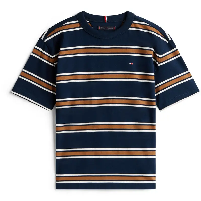 Tommy Hilfiger Navy Multi Stripe Bomuld Stripe Tee Ss 1