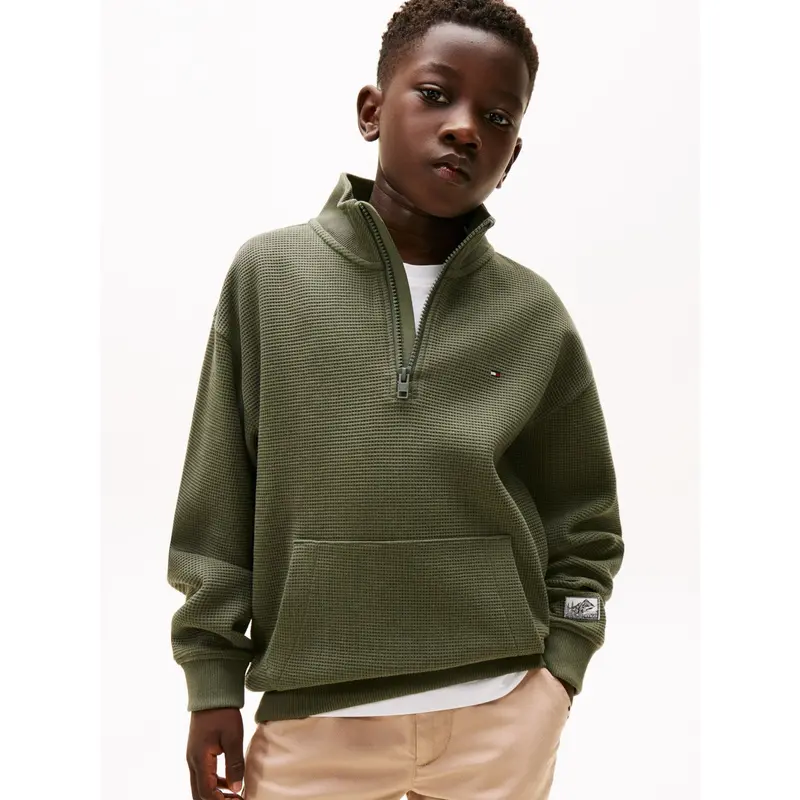 Tommy Hilfiger Pewter Green Texture Half Zip Sweatshirt 2