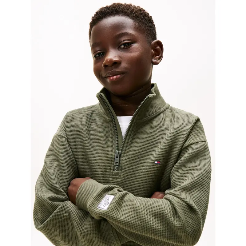 Tommy Hilfiger Pewter Green Texture Half Zip Sweatshirt 3