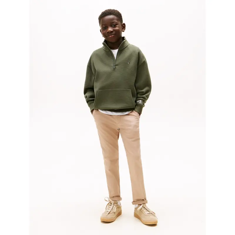 Tommy Hilfiger Pewter Green Texture Half Zip Sweatshirt 4