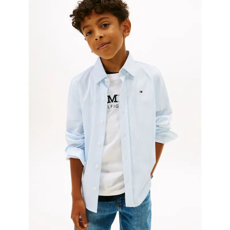 Tommy Hilfiger White Breezy Blue Stripe Aop Jersey Skjorte 2