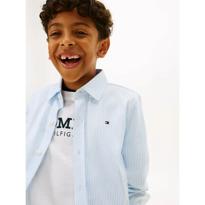 Tommy Hilfiger White Breezy Blue Stripe Aop Jersey Skjorte 3