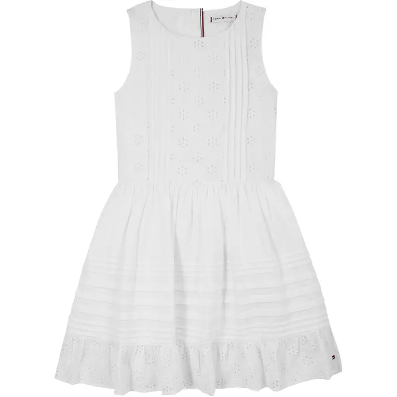 Tommy Hilfiger White Embroidered Bomuld Kjole 1