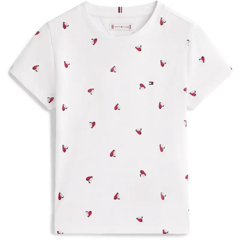 Tommy Hilfiger White Lg Aop Heart Tee Ss 1