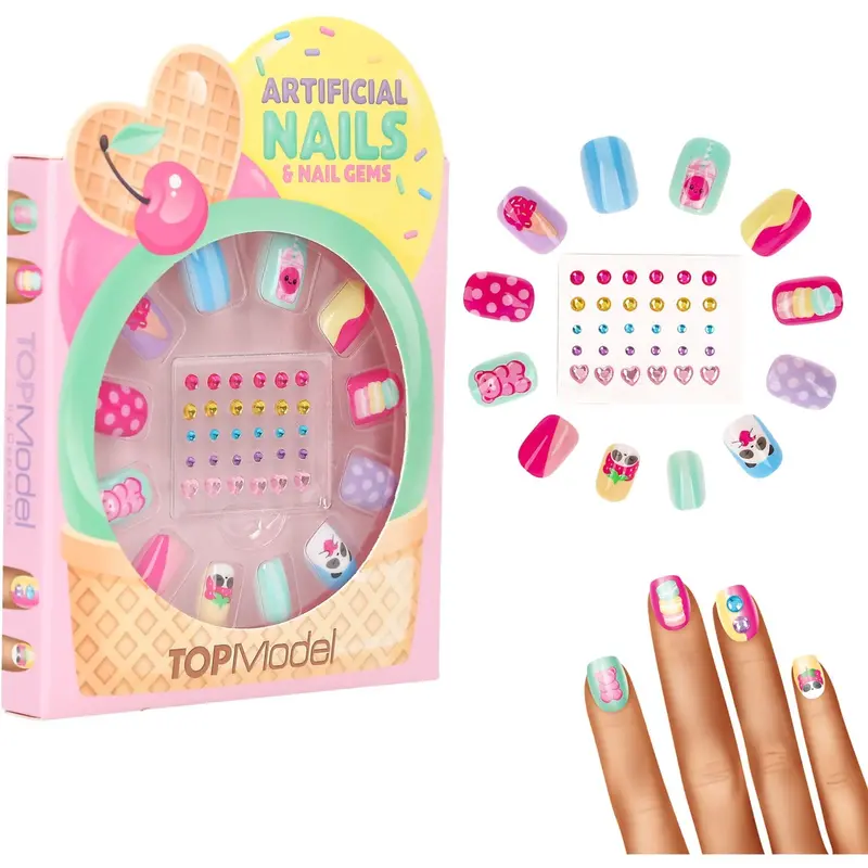 Topmodel Candy Glam Kunstige Negle Og Deco Sten Sæt 1