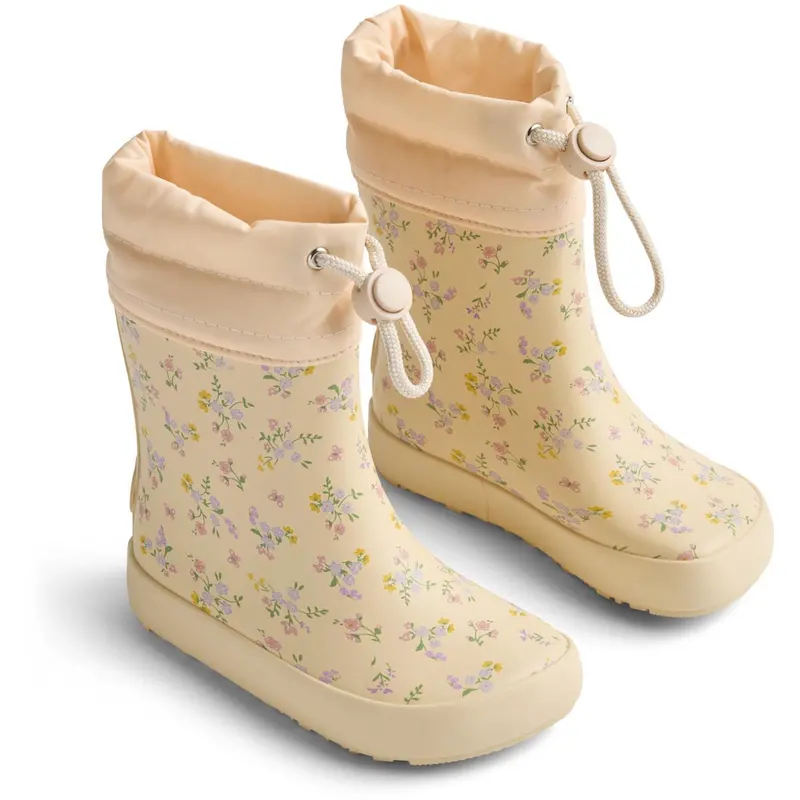 Wheat Barely Apricot Flowers Barefoot Gummistøvler Zerro 1