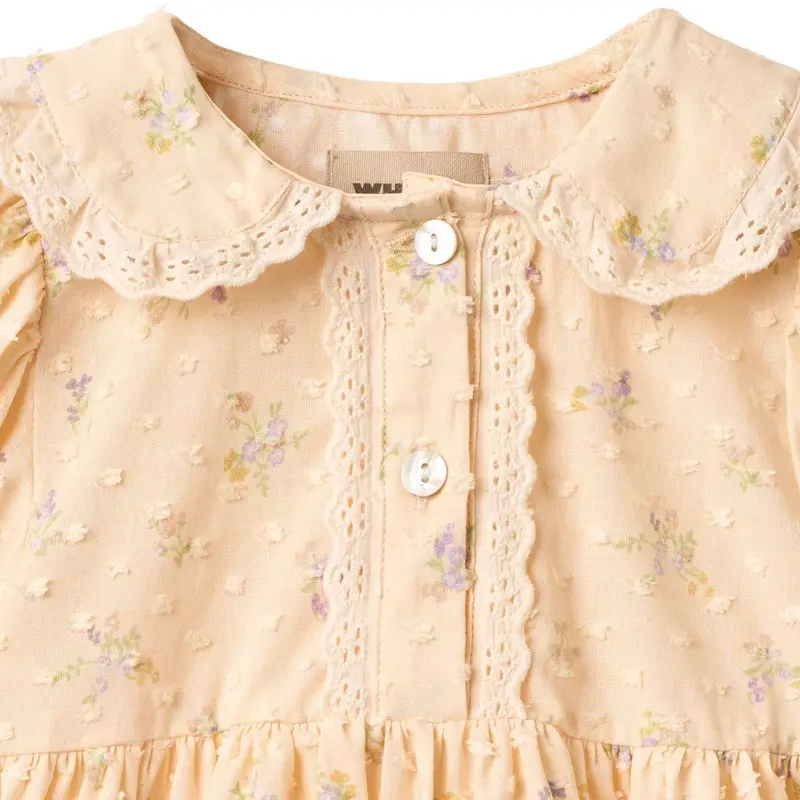 Wheat Barely Apricot Flowers Kjole S/S Adele 3