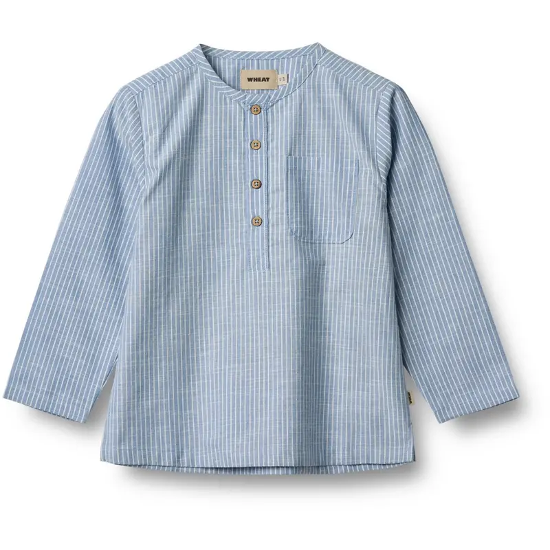 Wheat Blue Stripe Skjorte Bjørk 1