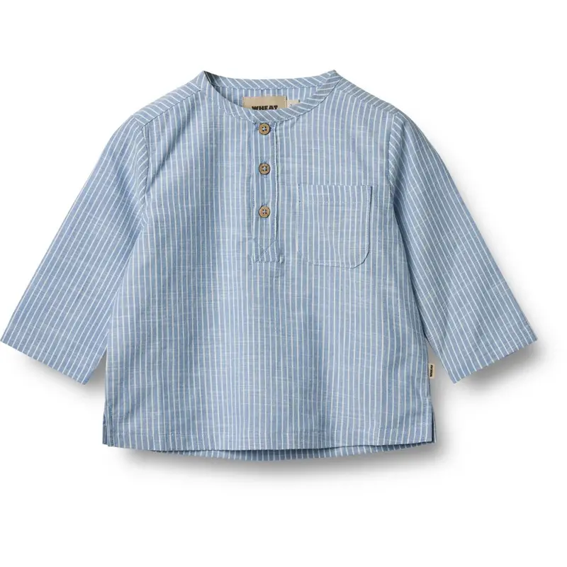 Wheat Blue Stripe Skjorte Bjørk 1