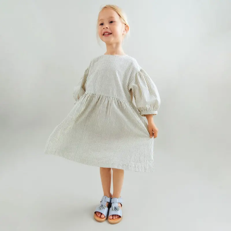 Wheat Dark Blue Stripe Kjole 3/4 Sleeve Magda 2