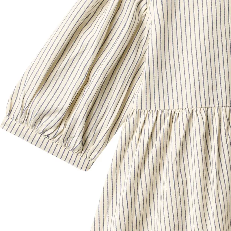 Wheat Dark Blue Stripe Kjole 3/4 Sleeve Magda 3
