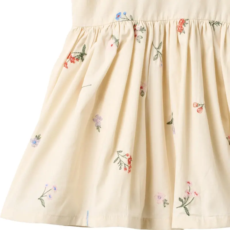 Wheat Ivory Embroidery Flowers Pinafore Wrinkle Sienna Kjole 2