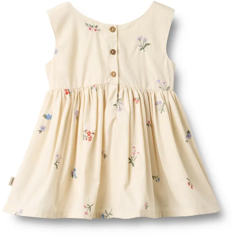 Wheat Ivory Embroidery Flowers Pinafore Wrinkle Sienna Kjole 3