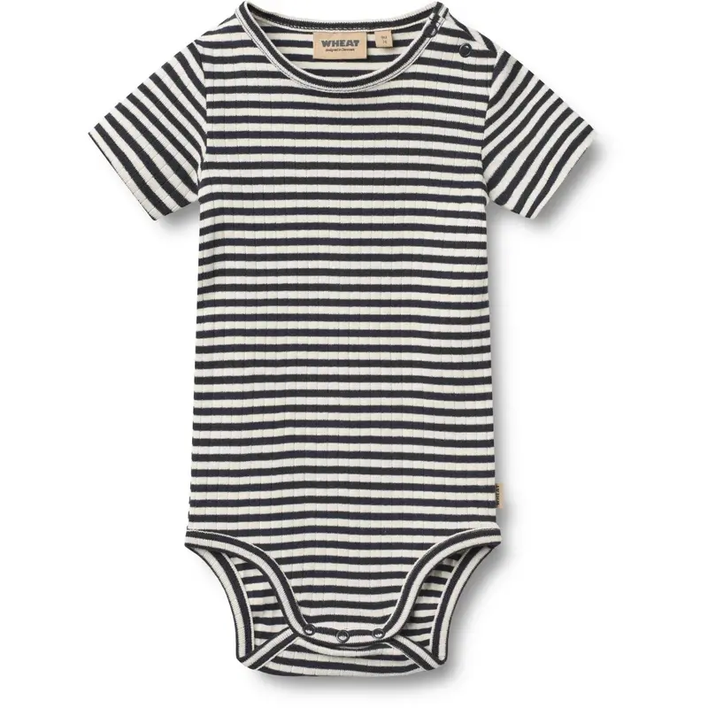 Wheat Navy Rib Stripe Body S/S Edvald 1