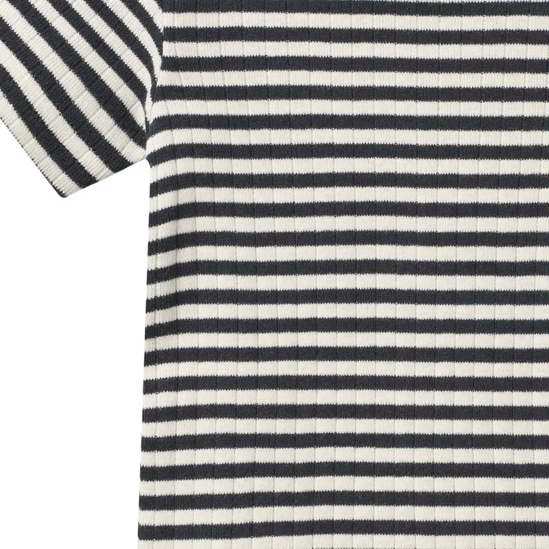Wheat Navy Rib Stripe Body S/S Edvald 2