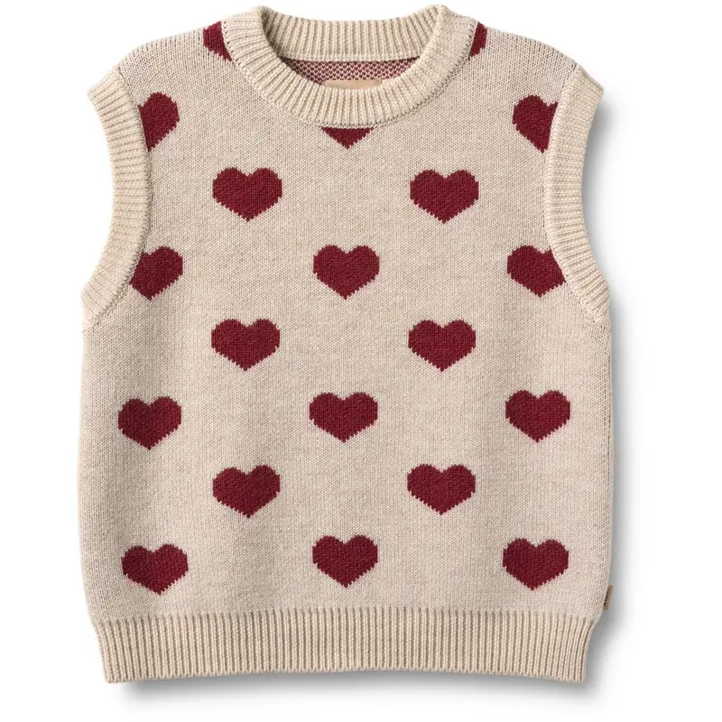 Wheat Offwhite Melange Jacquard Vest Gaby 1