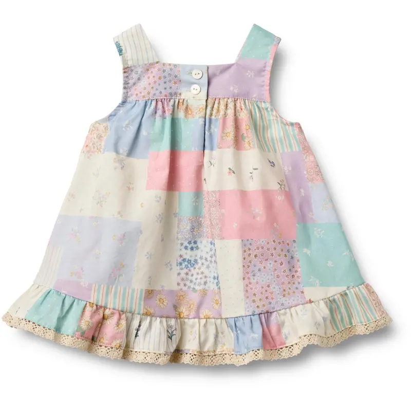 Wheat Patchwork Flowers Kjole Ruffle Ayla 3